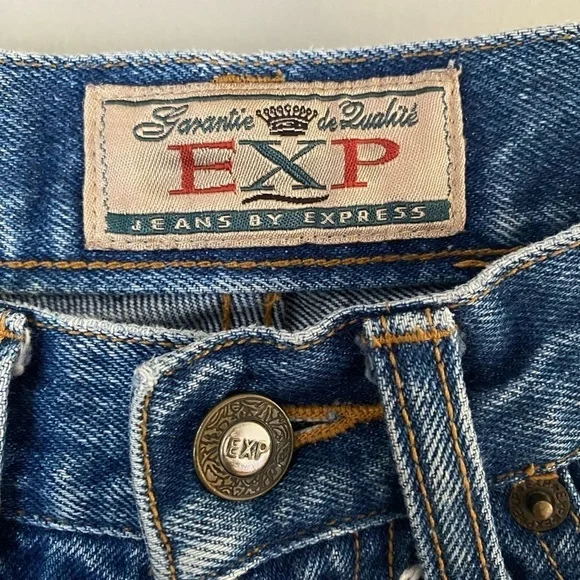 Vintage EXP Express Women's Size Small Blue Denim Cuffed Jean Shorts Made In USA - Picture 4 of 9